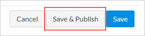 The Save and Publish button is highlighted.